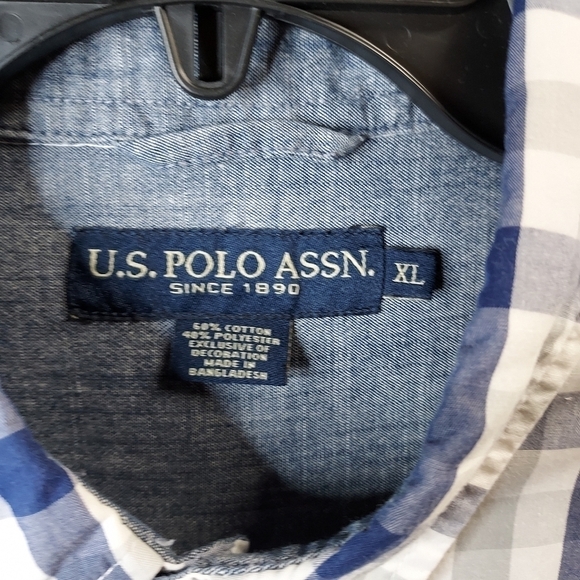 U.S.Polo XL Blue and grey plaid L/S Dress shirt - Picture 4 of 14